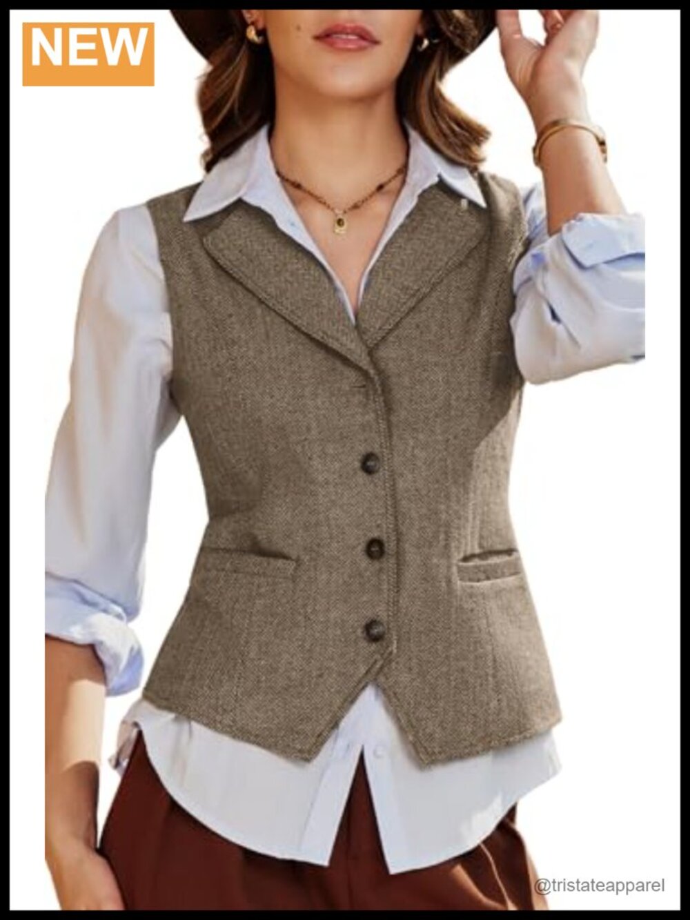 Herringbone Tweed Waistcoat Business Casual Suit Vest